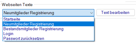 Einstellungen - Dropdown Texte