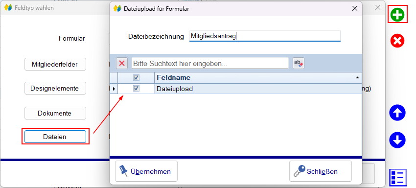 Dateiupload hinzufügen