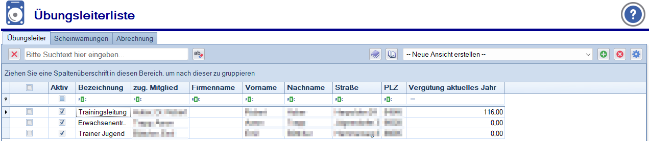 Übungsleiterliste Übungsleiterliste