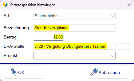 Übungsleiter - Verträge - Neuanlage - Vergütungsdetails Übungsleiter - Verträge - Neuanlage - Vergütungsdetails