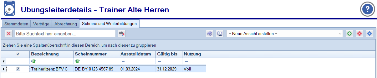 Übungsleiter - Scheine - Liste Übungsleiter - Scheine - Liste