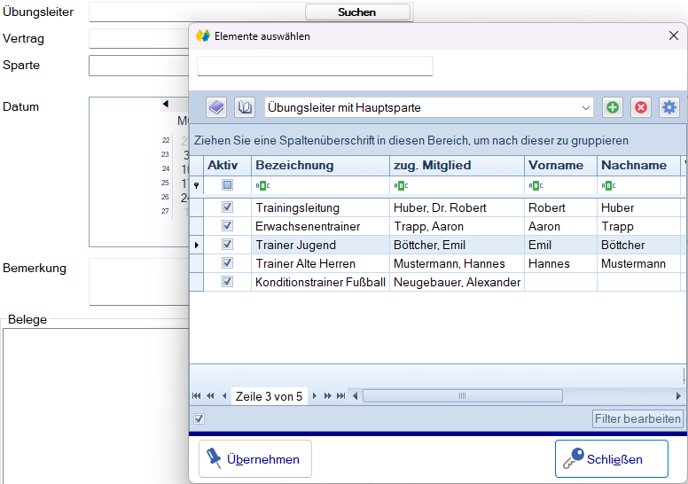 Übungsleiter - Abrechnung - Erfassung - Übungsleiterauswahl Übungsleiter - Abrechnung - Erfassung - Übungsleiterauswahl