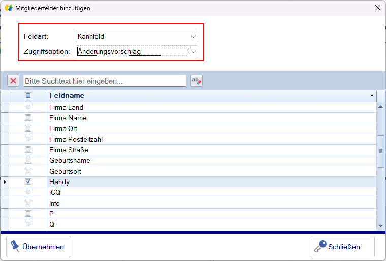 Formularfeld auswählen Formularfeld auswählen