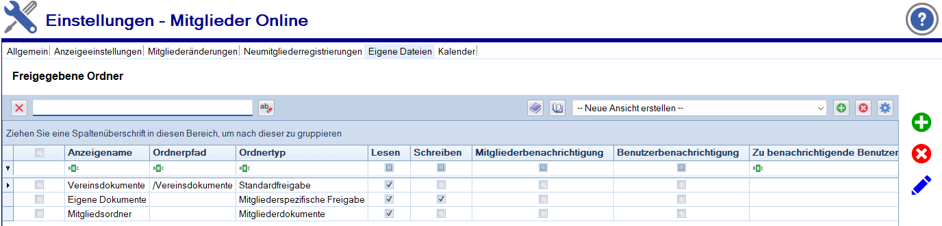 Übersicht freigegebener eigener Dateien Übersicht freigegebener eigener Dateien