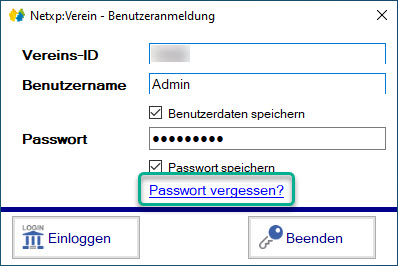 Netxp:Verein / Passwort vergessen 1