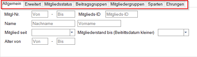 Mitglieder / Mitgliederliste - Filterrubriken