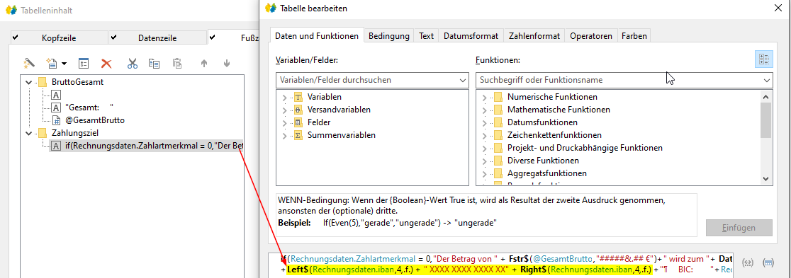 (Rechnung / IBAN maskieren)