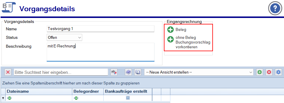Buchungen - Vorgänge - Vorgangsdetails