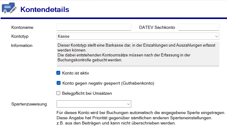 Neue Kasse anlegen
