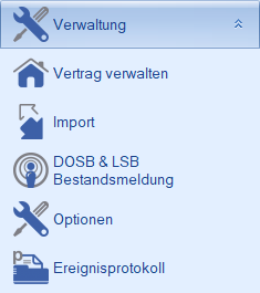 Hauptmenüleiste Verwaltung