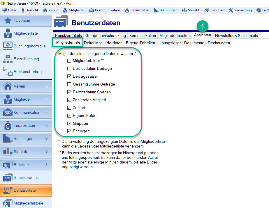 Benutzerliste / Ansichten / Mitgliederliste Benutzerliste / Ansichten / Mitgliederliste