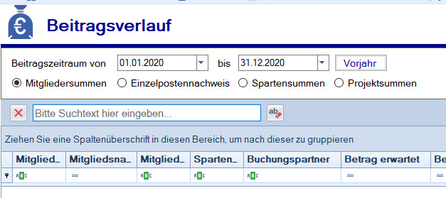 Netxp-Verein / Mitglieder / Beitragsverlauf Netxp-Verein / Mitglieder / Beitragsverlauf