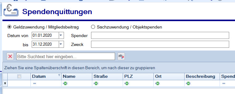 Finanzdaten / Spendenquittungen Finanzdaten / Spendenquittungen