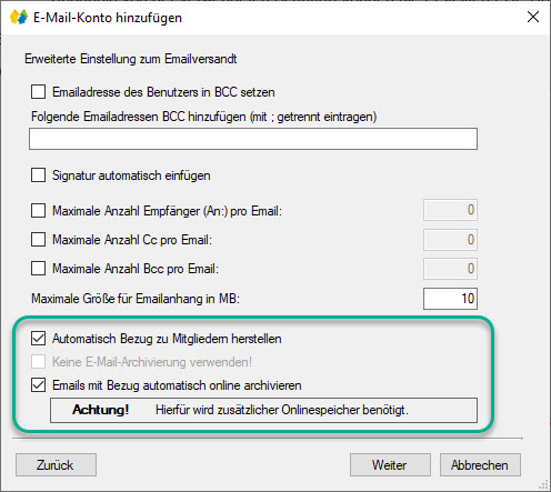 Netxp:Verein / Verwaltung / Optionen / Kommunikation / Erweiterter E-Mail Client Einrichtung Netxp:Verein / Verwaltung / Optionen / Kommunikation / Erweiterter E-Mail Client Einrichtung