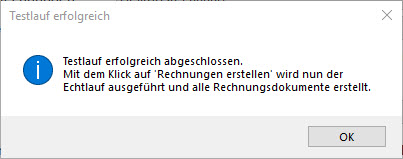 Testlauf erfolgreich abgeschlossen Testlauf erfolgreich abgeschlossen