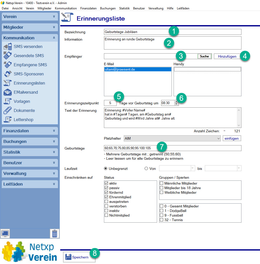 Eine Geburtstagserinnerungsliste anlegen Eine Geburtstagserinnerungsliste anlegen
