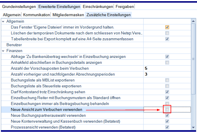 Neue Buchungsmaske aktivieren Neue Buchungsmaske aktivieren