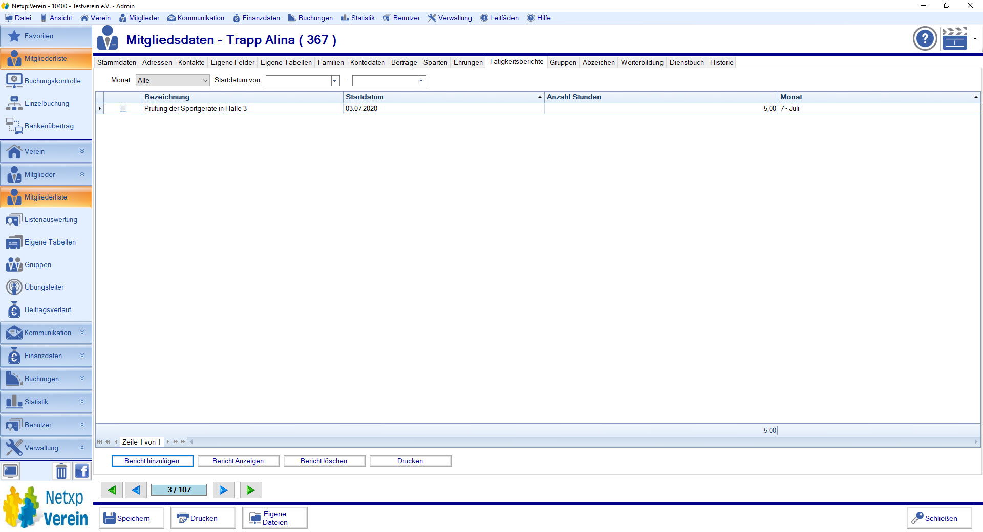 Mitgliedsdaten / Tätigkeitsberichte Mitgliedsdaten / Tätigkeitsberichte