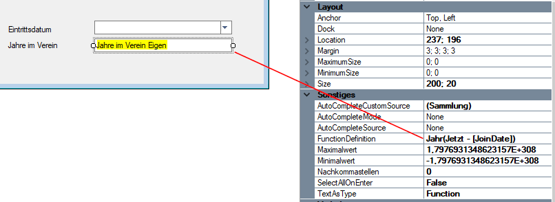 Maskendesigner - Funktionsbeispiel Jahre im Verein Maskendesigner - Funktionsbeispiel Jahre im Verein