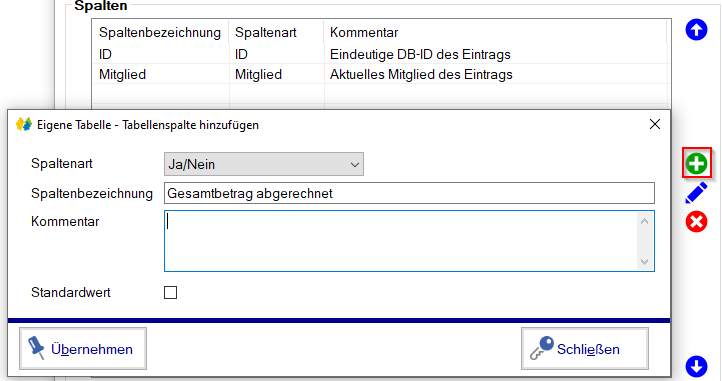 Verwaltung - Optionen / Eigene Tabellen - Spaltenwerte Verwaltung - Optionen / Eigene Tabellen - Spaltenwerte