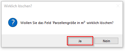 Verwaltung - Optionen / Eigene Tabellen - Eintrag löschen bestätigen