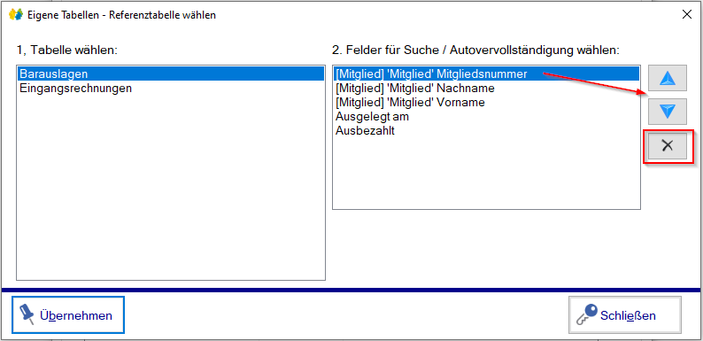 Verwaltung - Optionen / Eigene Tabellen - Spaltenart Andere eigene Tabelle Referenztabelle Verwaltung - Optionen / Eigene Tabellen - Spaltenart Andere eigene Tabelle Referenztabelle