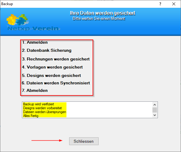 Verwaltung - Optionen / Backup Client - Assistent Backup fertigstellen Verwaltung - Optionen / Backup Client - Assistent Backup fertigstellen