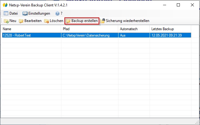 Verwaltung - Optionen / Backup Client - Assistent Backup erneut starten Verwaltung - Optionen / Backup Client - Assistent Backup erneut starten