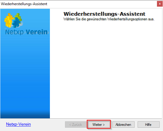 Verwaltung - Optionen / Backup Client - Sicherung wiederherstellen Datenbankassistent Verwaltung - Optionen / Backup Client - Sicherung wiederherstellen Datenbankassistent
