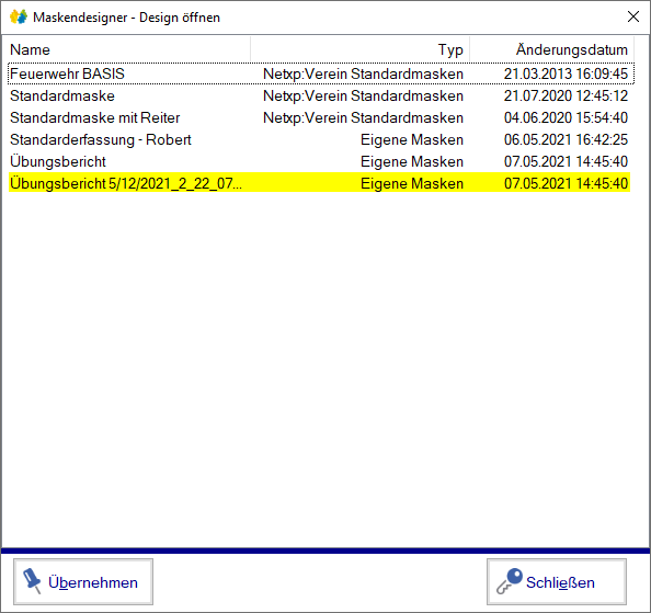 Verwaltung - Optionen / Backup Client - Sicherung wiederherstellen Maskendesigner - Dateiname Verwaltung - Optionen / Backup Client - Sicherung wiederherstellen Maskendesigner - Dateiname