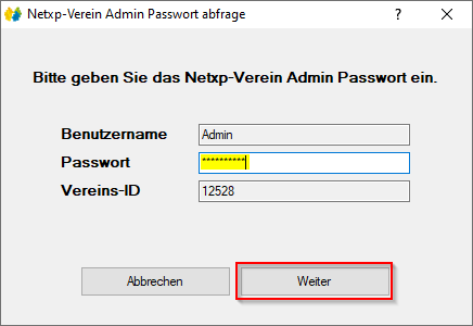 Verwaltung - Optionen / Backup Client - Sicherung wiederherstellen Datenbank Passwort