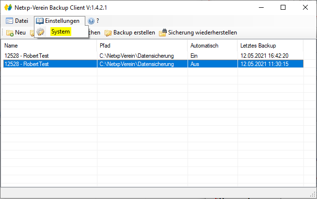 Verwaltung - Optionen / Backup Client - Backup Update Einstellungen Verwaltung - Optionen / Backup Client - Backup Update Einstellungen
