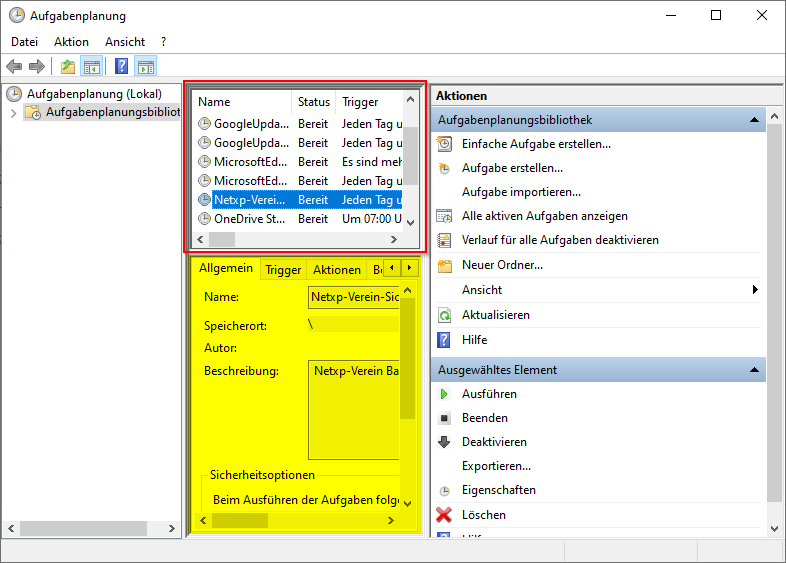 Verwaltung - Optionen / Backup Client - Backup Aufgabenplanung Maske Verwaltung - Optionen / Backup Client - Backup Aufgabenplanung Maske