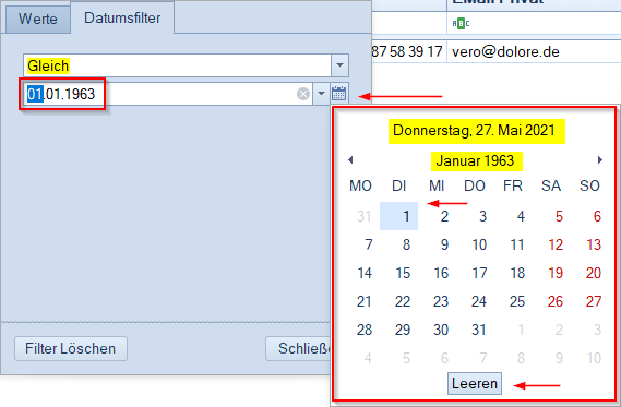 Mitglieder / Mitgliederliste - Ergebnisbereich mit Datumsfilter filtern Mitglieder / Mitgliederliste - Ergebnisbereich mit Datumsfilter filtern