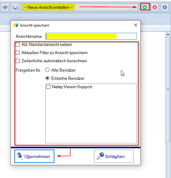 Mitglieder / Mitgliederliste - Ansichtenauswahl - Neuanlage Mitglieder / Mitgliederliste - Ansichtenauswahl - Neuanlage