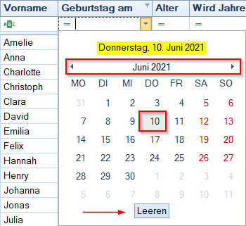 Mitglieder / Mitgliederliste - Ergebnisbereich Datum über Kalender filtern Mitglieder / Mitgliederliste - Ergebnisbereich Datum über Kalender filtern