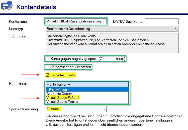 Finanzdaten / Konten - Virtuell - Manueller Wechsel Girokonto zu virtuellem Konto Finanzdaten / Konten - Virtuell - Manueller Wechsel Girokonto zu virtuellem Konto
