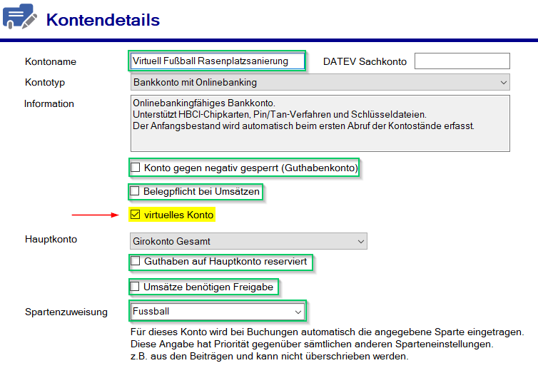 Finanzdaten / Konten - Virtuell - Manuell aus bestehendem Girokonto Finanzdaten / Konten - Virtuell - Manuell aus bestehendem Girokonto