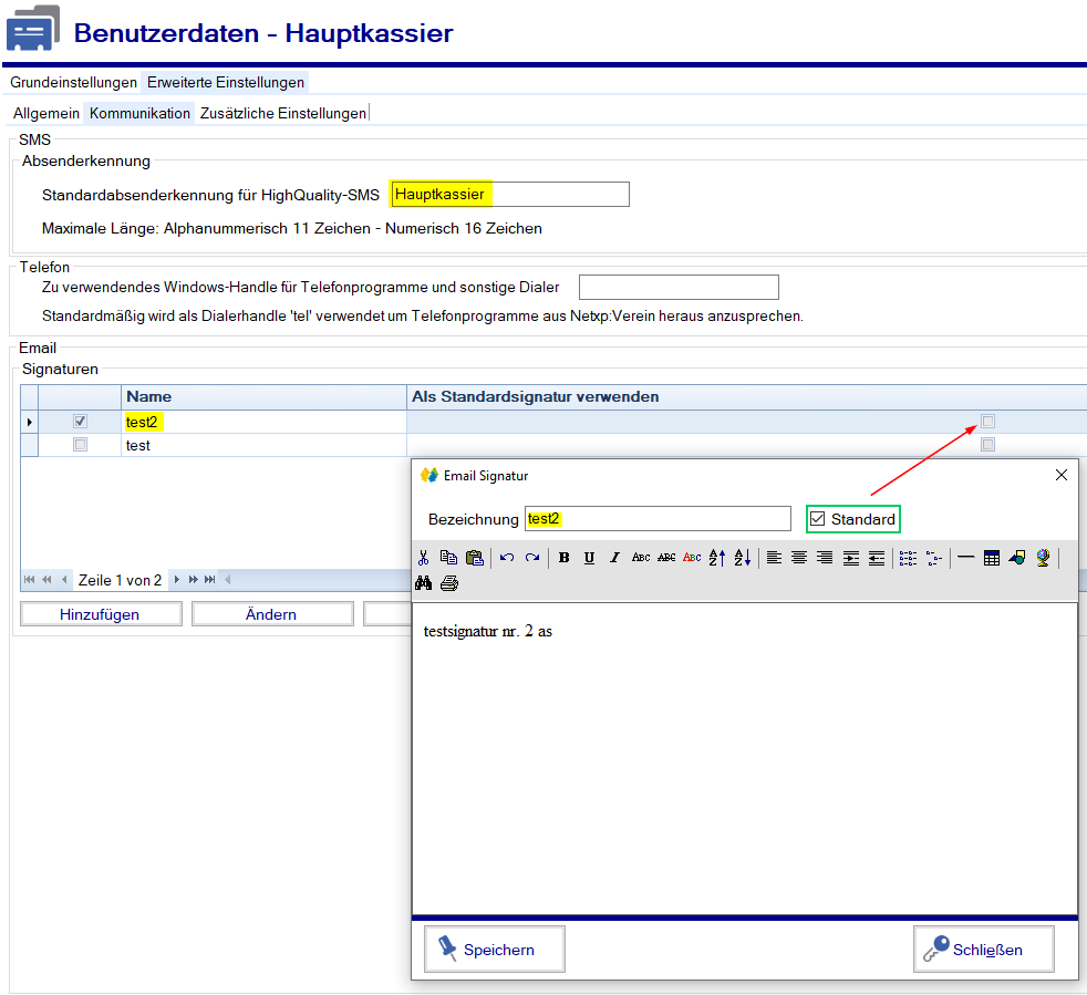 Benutzer / Benutzerdetails - Kommunikationsdaten festlegen Benutzer / Benutzerdetails - Kommunikationsdaten festlegen
