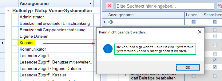Benutzer / Benutzerrolle - Systemrolle nicht änderbar Benutzer / Benutzerrolle - Systemrolle nicht änderbar