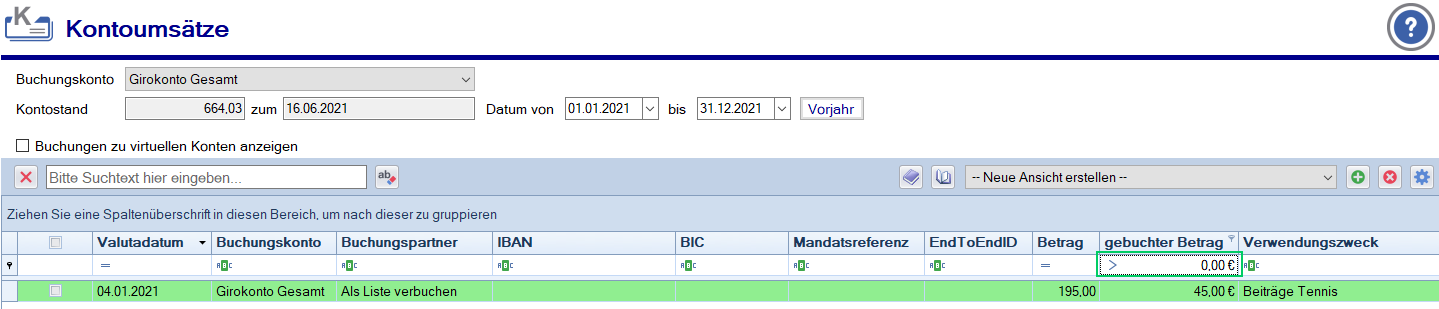 Finanzverwaltung / Kassenprüfung - Kontoumsätze - Filter Finanzverwaltung / Kassenprüfung - Kontoumsätze - Filter