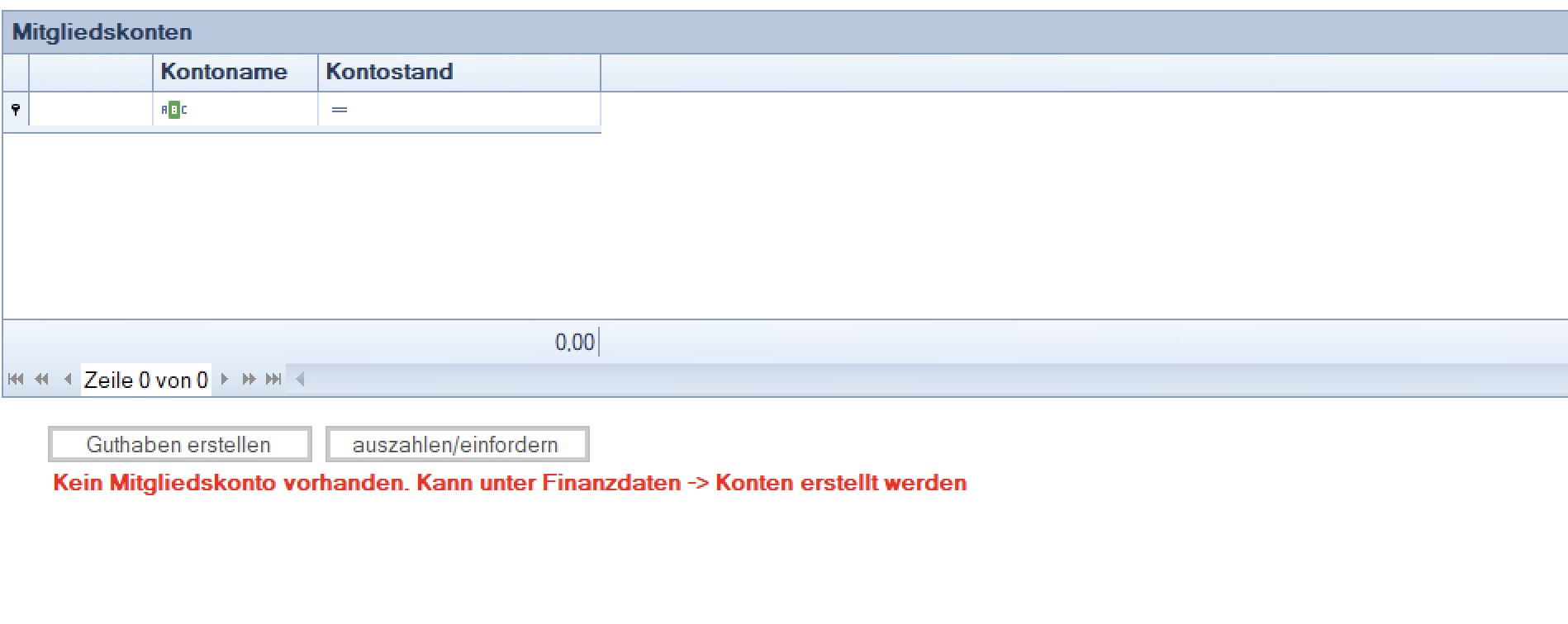 Mitgliedskonten / Hinweis Mitgliedskonten / Hinweis