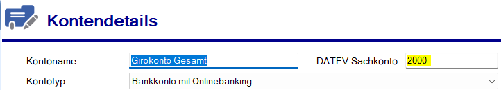 Finanzdaten - Konten / DATEV Sachkonto einfügen Finanzdaten - Konten / DATEV Sachkonto einfügen