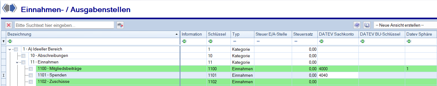 Finanzdaten - EA-Stellen / Inlineeingabe Finanzdaten - EA-Stellen / Inlineeingabe