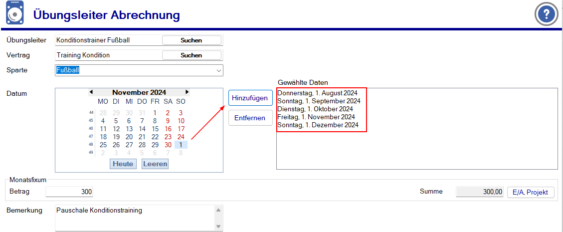 Übungsleiterverwaltung - Mehrfachauswahl Tage Übungsleiterverwaltung - Mehrfachauswahl Tage