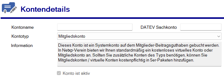Neues Mitgliedskonto anlegen Neues Mitgliedskonto anlegen