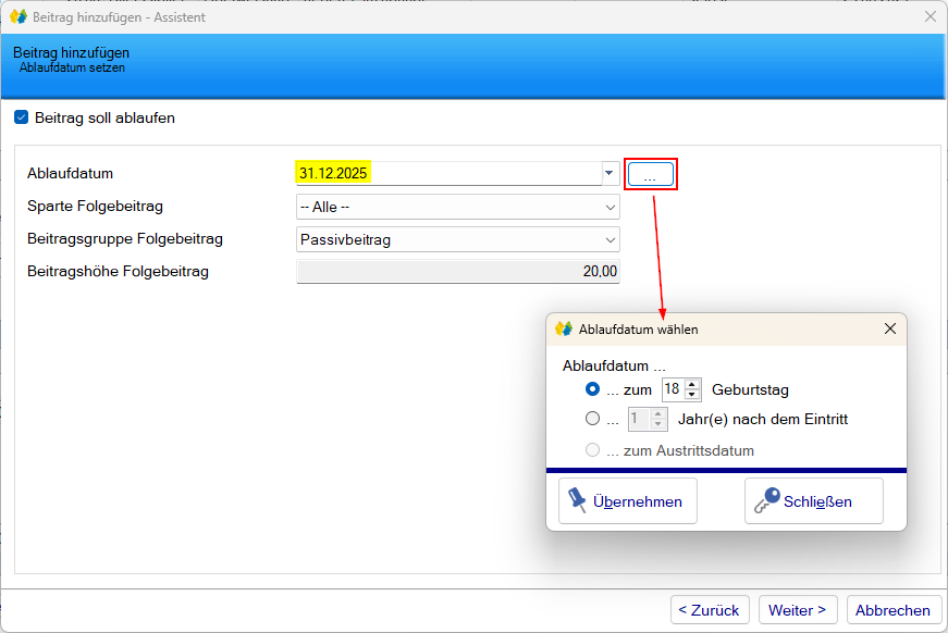 Mitgliedsdaten / Beitragsassistent/Hinzufügen - Maske Ablauf Mitgliedsdaten / Beitragsassistent/Hinzufügen - Maske Ablauf