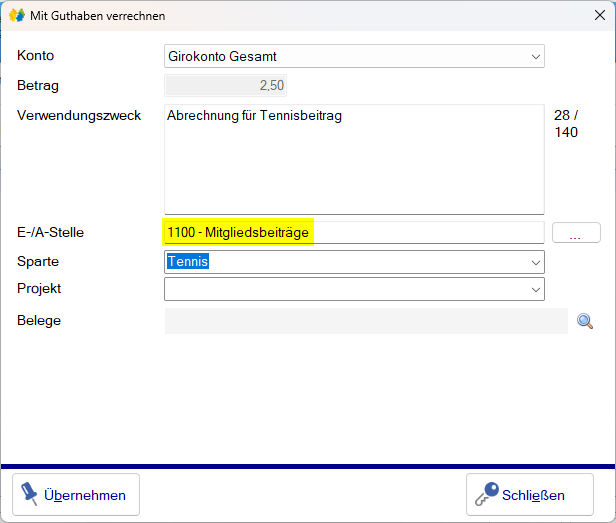 Mitgliedsdaten / Beitragsassistent/Hinzufügen - Maske Abrechnung Mitgliedsdaten / Beitragsassistent/Hinzufügen - Maske Abrechnung