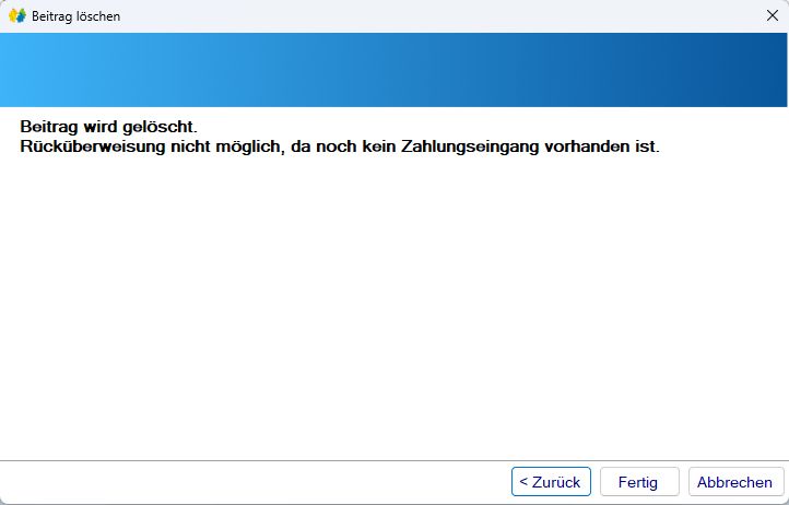 Mitgliedsdaten / Beitragsassistent/Entfernen - Warnhinweis Mitgliedsdaten / Beitragsassistent/Entfernen - Warnhinweis