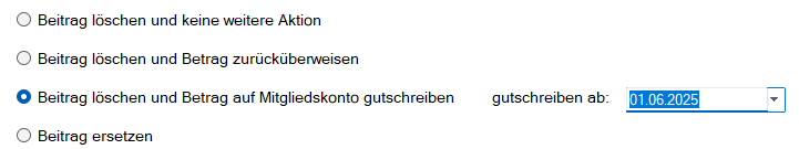 Mitgliedsdaten / Beitragsassistent / Entfernen - Gutschreiben Mitgliedsdaten / Beitragsassistent / Entfernen - Gutschreiben